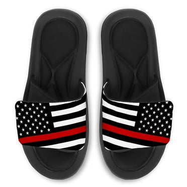 The red line American Flag Print Summer Slide Slippers For Men Women Kid Indoor Open-Toe Sandal Shoes The red line American Flag Print Summer Slide Slippers For Men Women Kid Indoor Open-Toe Sandal Shoes